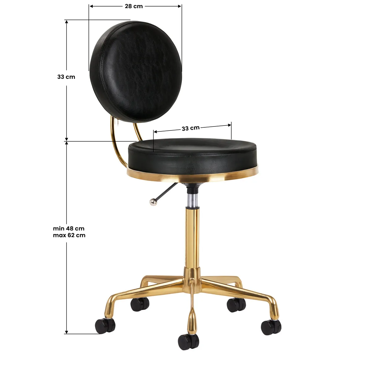 OUTLET ACTIVESHOP COSMETIC STOOL H5 GOLD BLACK
