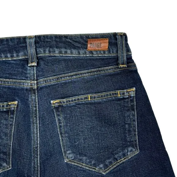 Paige Denim Margot Short 27 Titus Destructed Denim Dark Wash Cutoffs HighH Rise