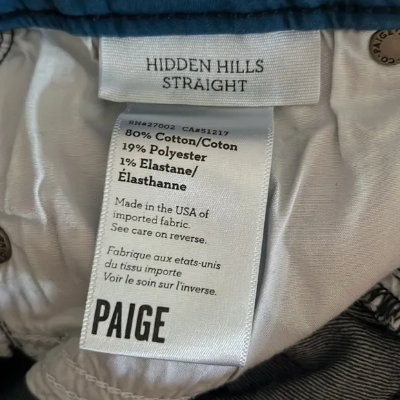 Paige Hidden Hills Straight Leg  Denim Jeans Size 25