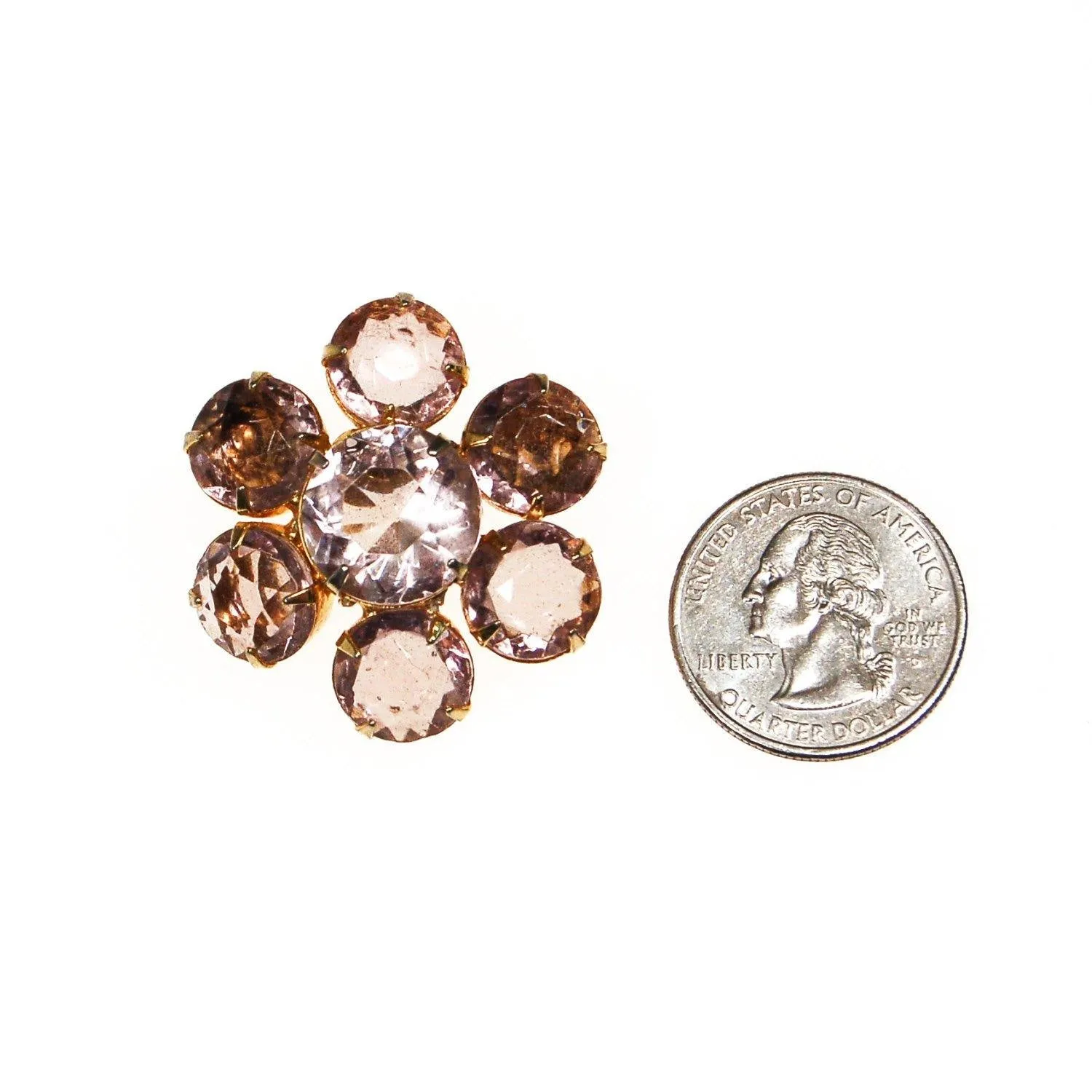 Pale Pink Crystal Flower Brooch
