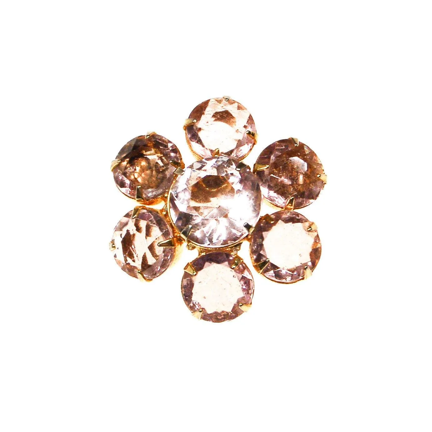 Pale Pink Crystal Flower Brooch