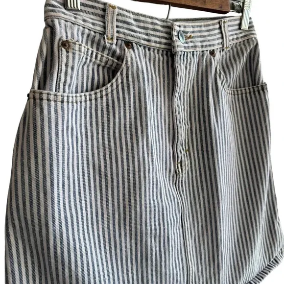 Palmetto’s Striped High Waisted Vintage 90’s Denim Skirt Womens size 11