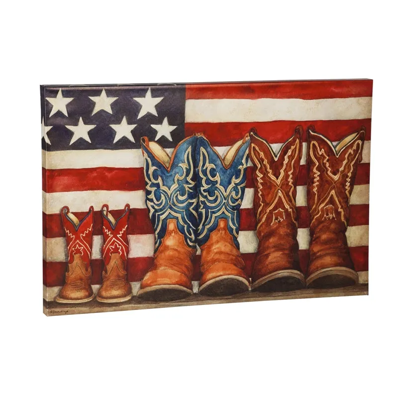 Patriotic Cowboy Boots Outdoor Canvas
