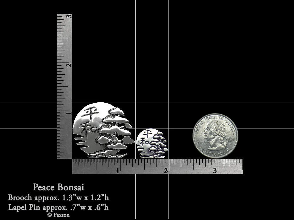 Peace Bonsai Lapel Pin or Peace Bonsai Brooch Sterling Silver