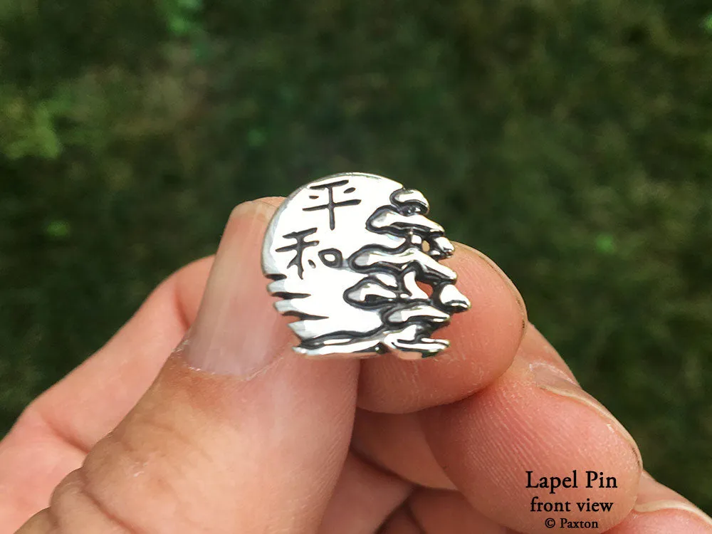 Peace Bonsai Lapel Pin or Peace Bonsai Brooch Sterling Silver