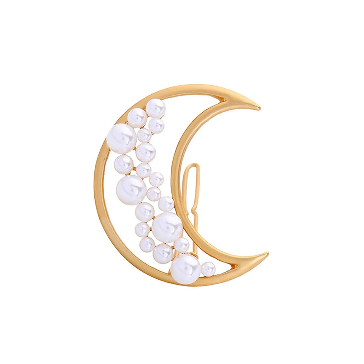 Pearl & 18K Gold-Plated Moon Hair Clip