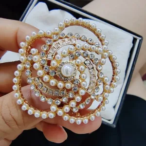 Pearl Camellia Flower Crystal  Brooch
