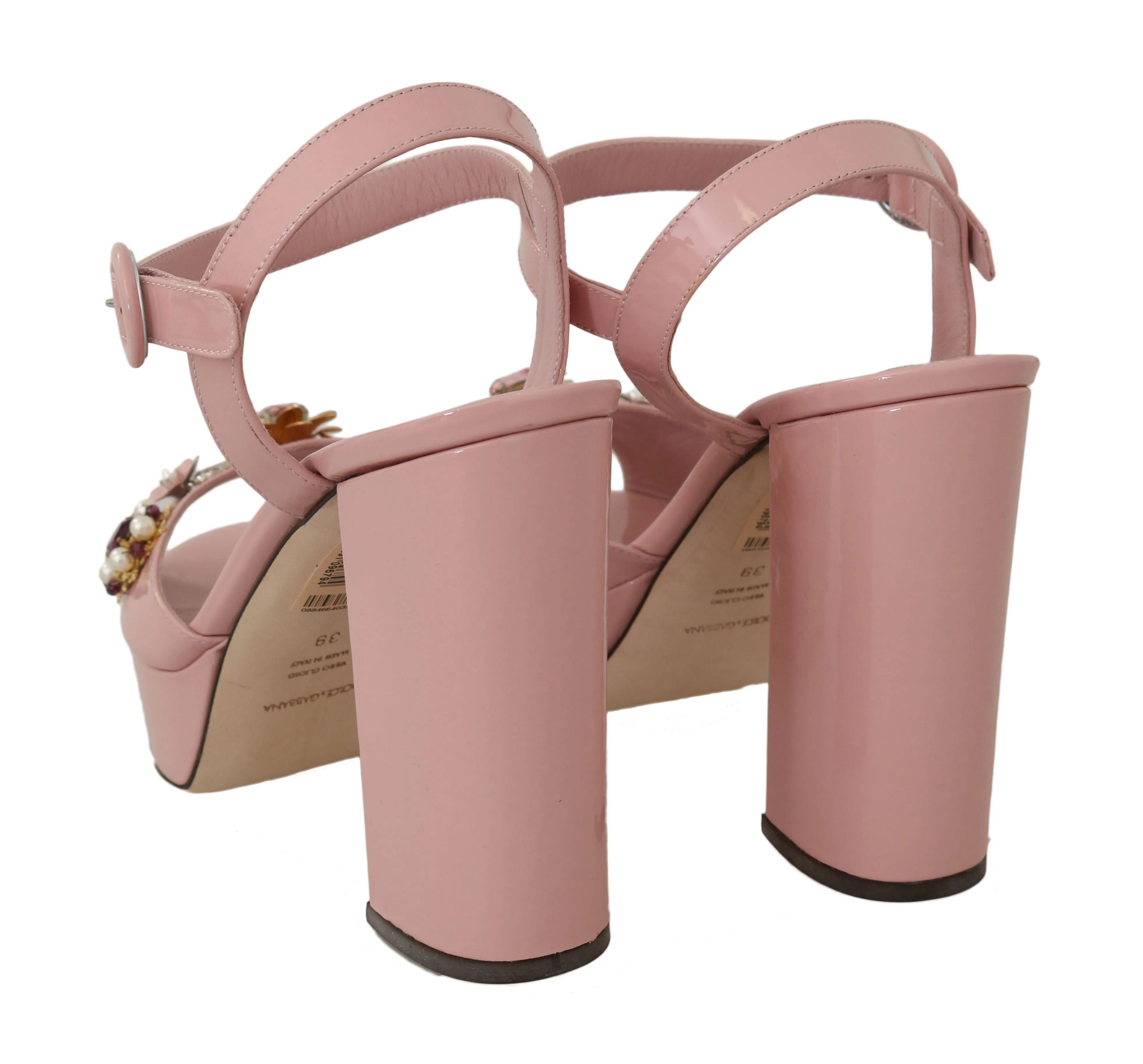 Pink Leather Crystal Sandals