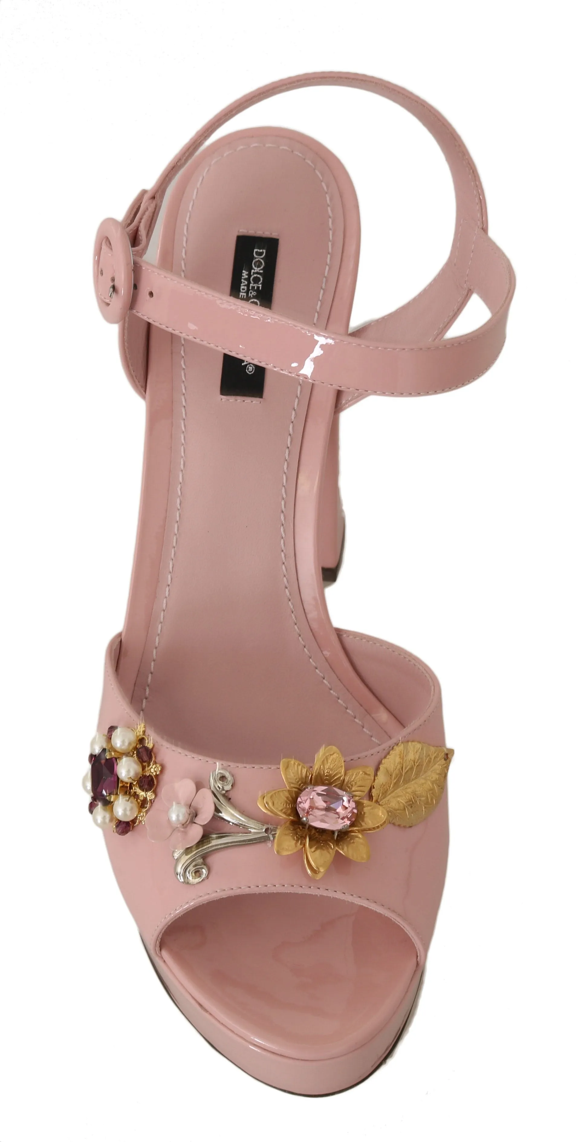 Pink Leather Crystal Sandals