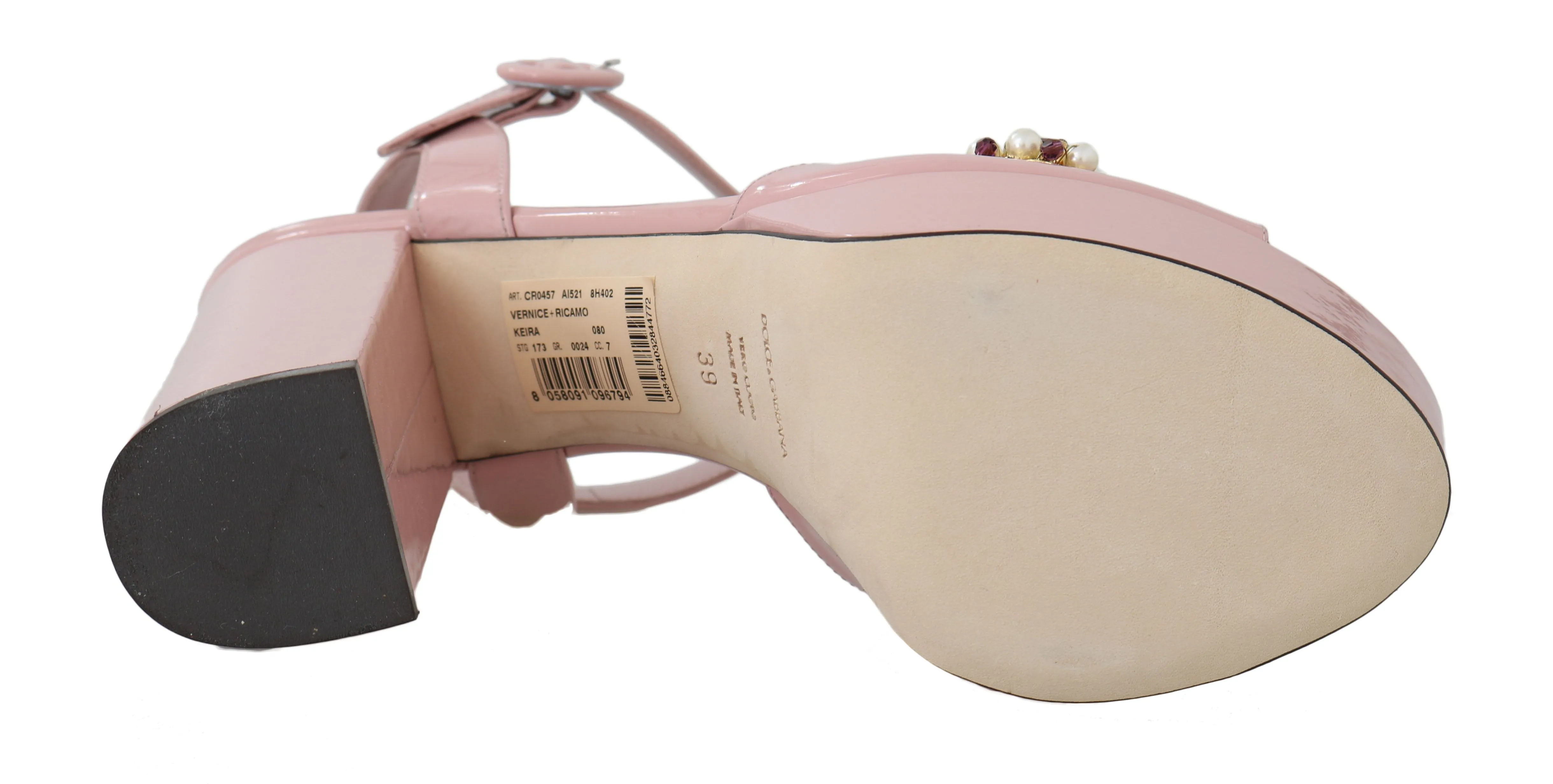 Pink Leather Crystal Sandals
