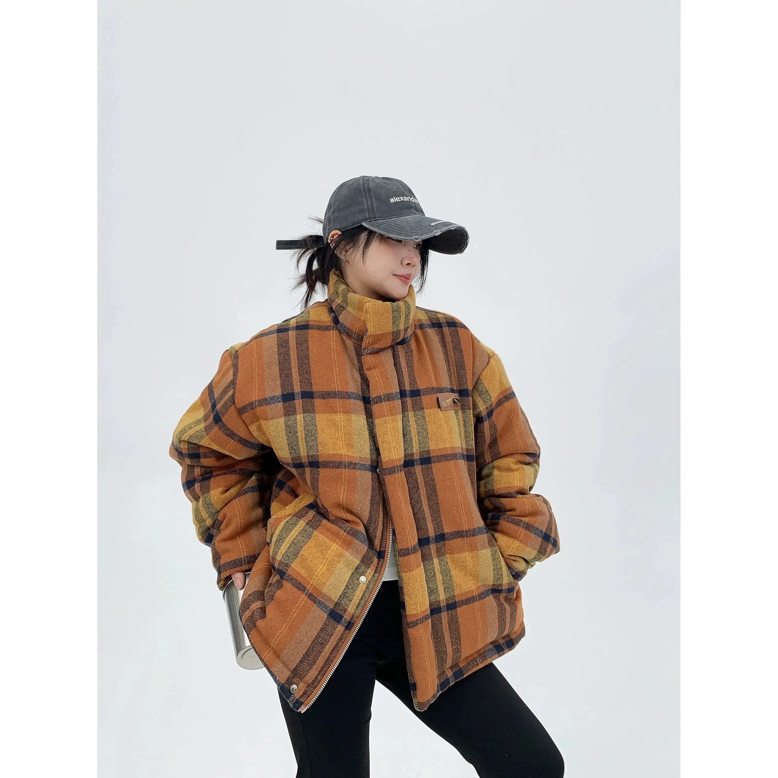 Plaid Winter Puffer Coat