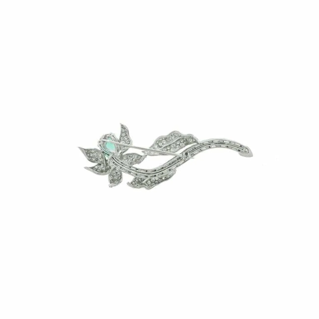 Platinum Beryl and Diamond Flower Brooch