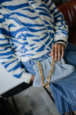 Pleated Mini Clutch With Square Chain Strap