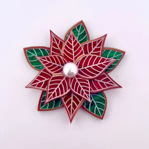 Poinsettia red - Brooch - Set of 4