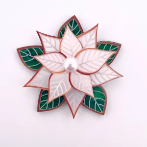 Poinsettia white - Brooch - Set of 4