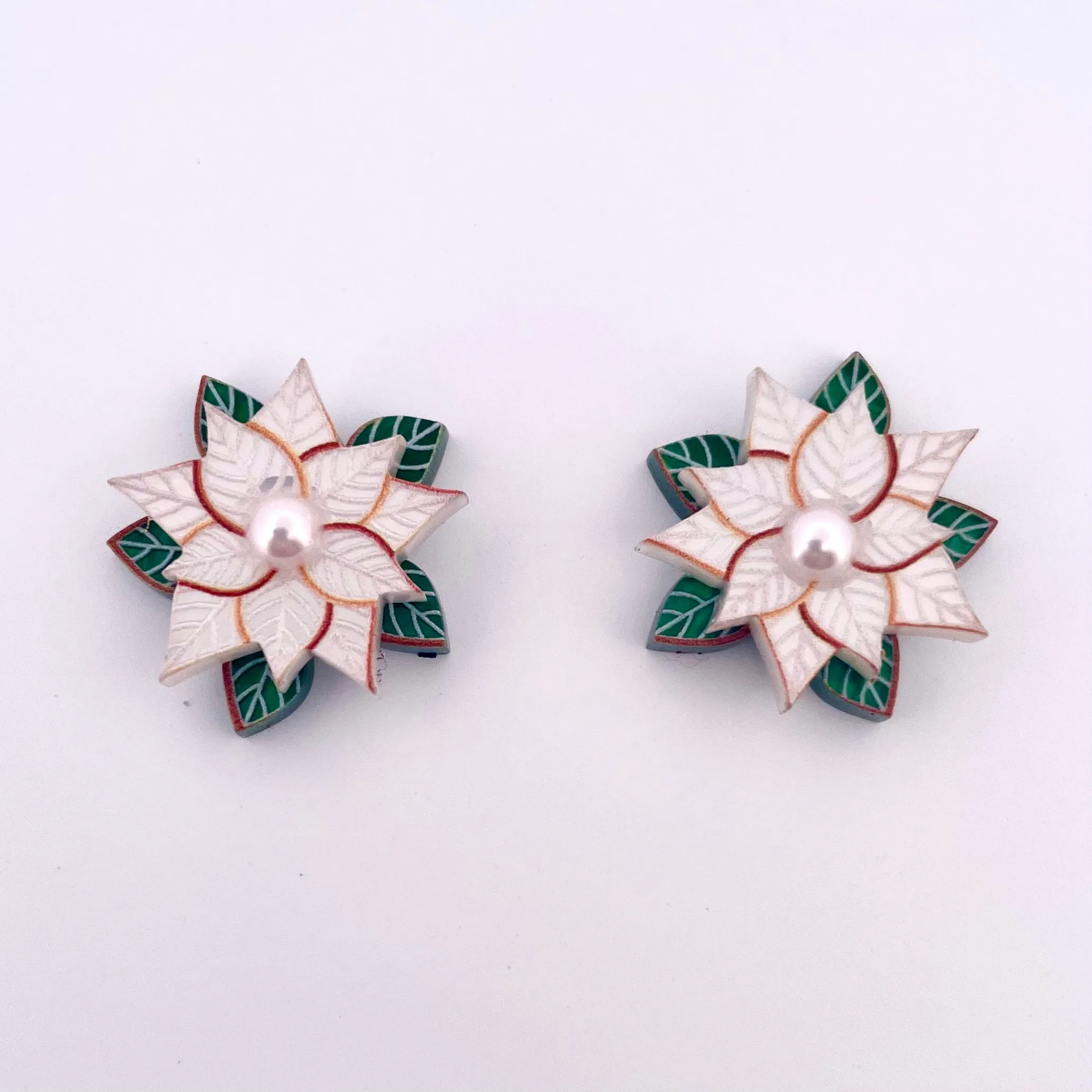 Poinsettia white - earring stud - Set of 2