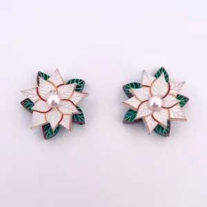 Poinsettia white - earring stud - Set of 2