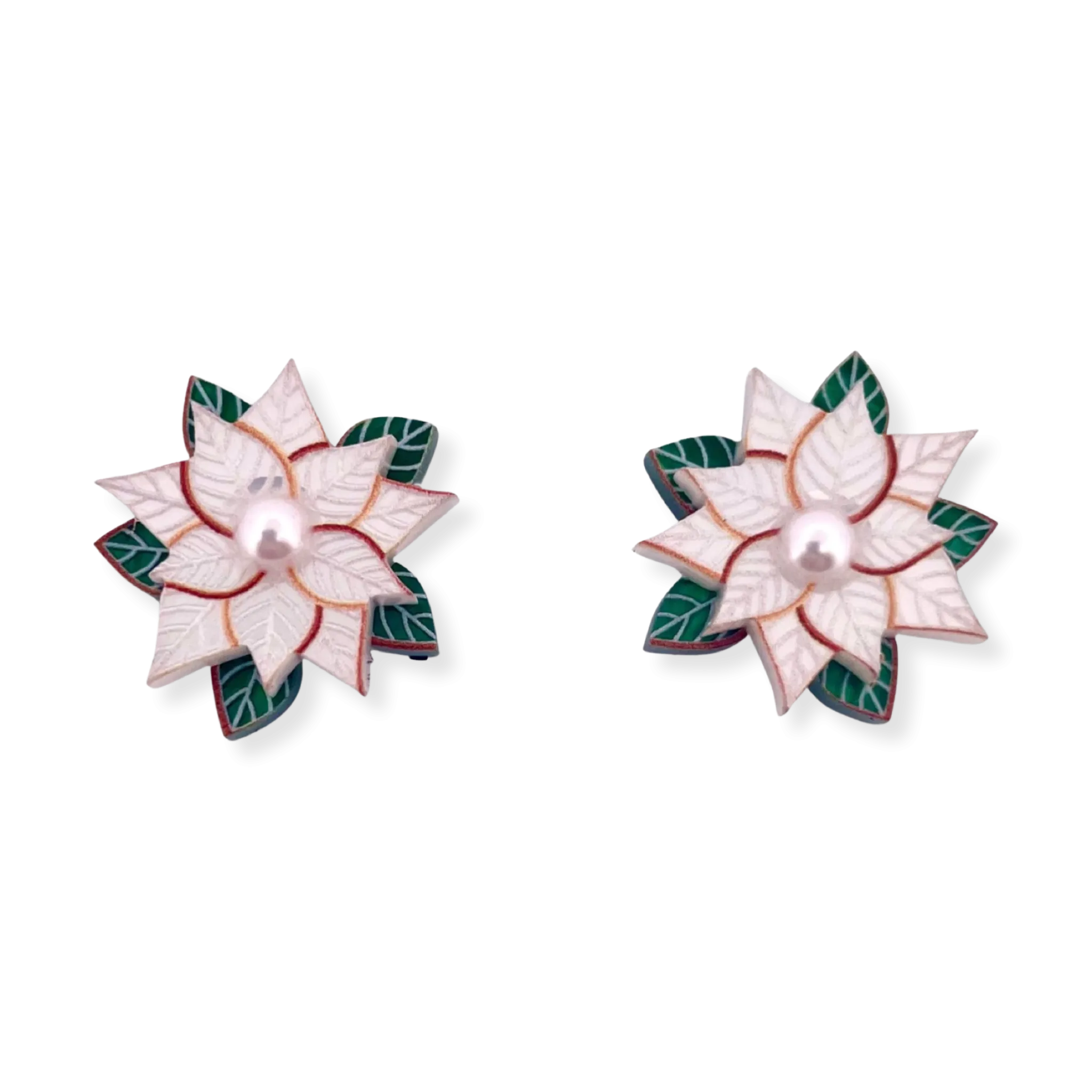 Poinsettia white - earring stud