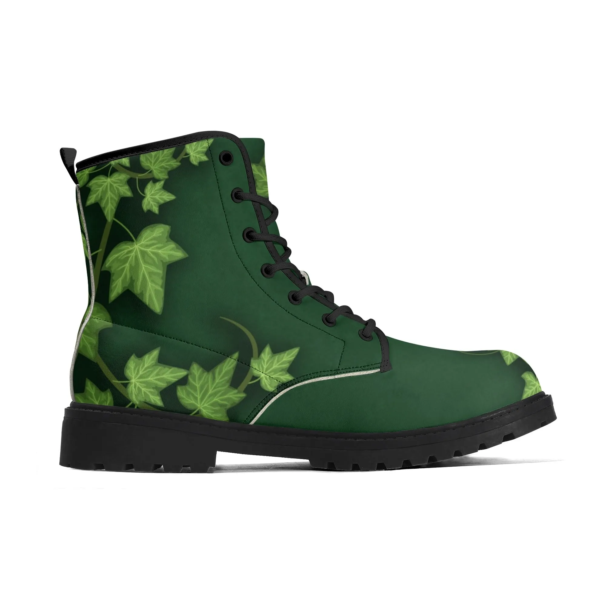 Poison Ivy Super Villain Inspired Womens Boots, Green Ivy Leaf Boots