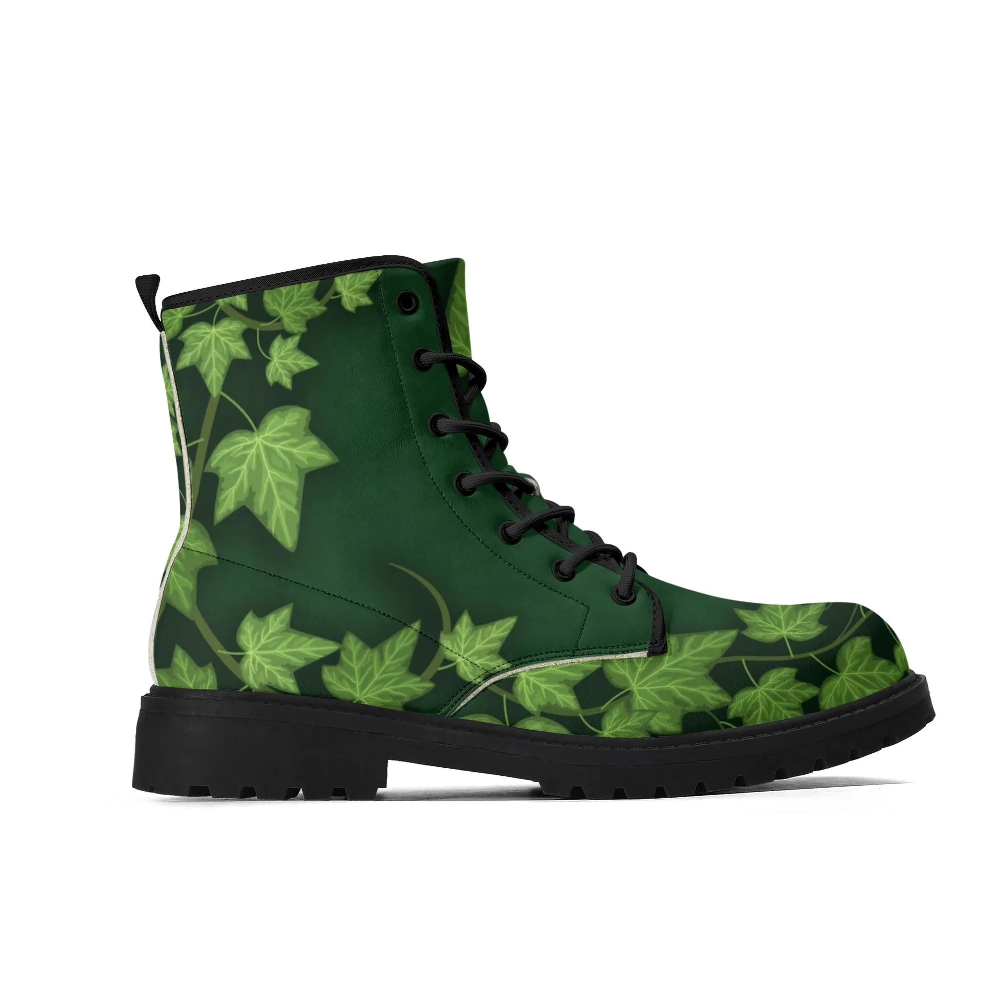 Poison Ivy Super Villain Inspired Womens Boots, Green Ivy Leaf Boots