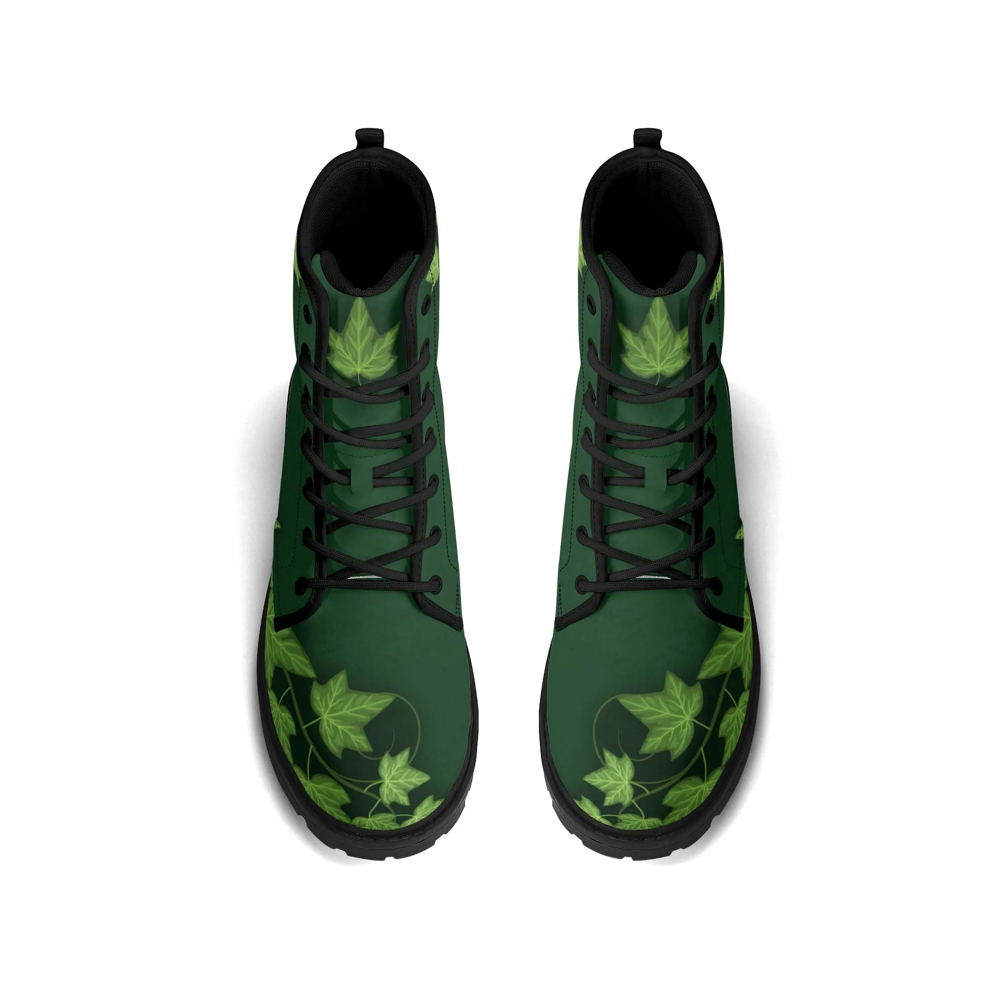 Poison Ivy Super Villain Inspired Womens Boots, Green Ivy Leaf Boots
