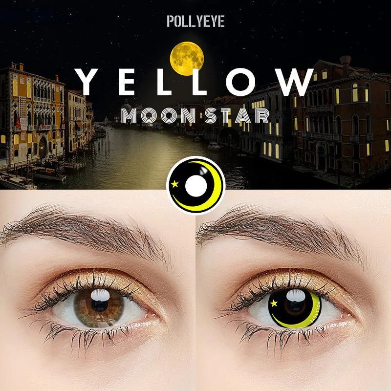 Pollyeye Moon Star Yellow Colored Contact Lenses