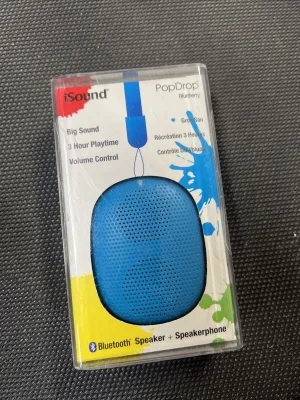 PopDrop Portable Wireless Speaker Blueberry Bluetooth Blue Speakerphone Travel