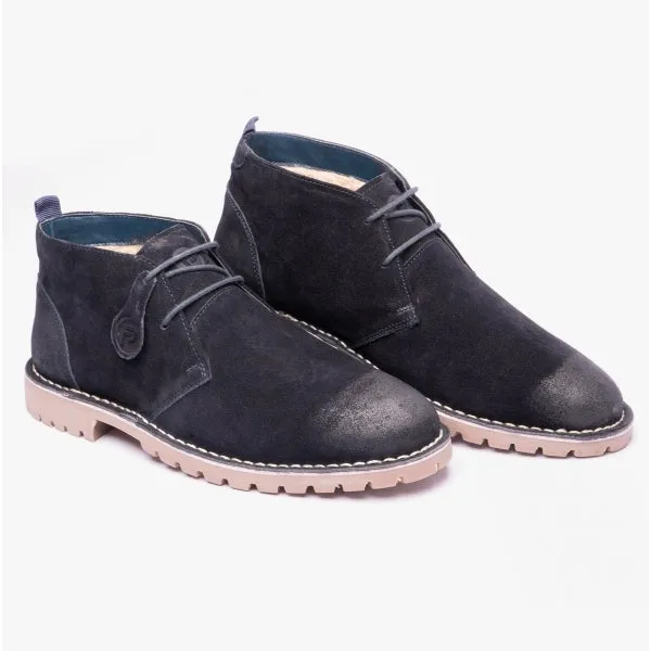 Popps COOPER Mens Desert Boots Navy