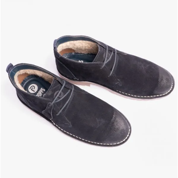Popps COOPER Mens Desert Boots Navy