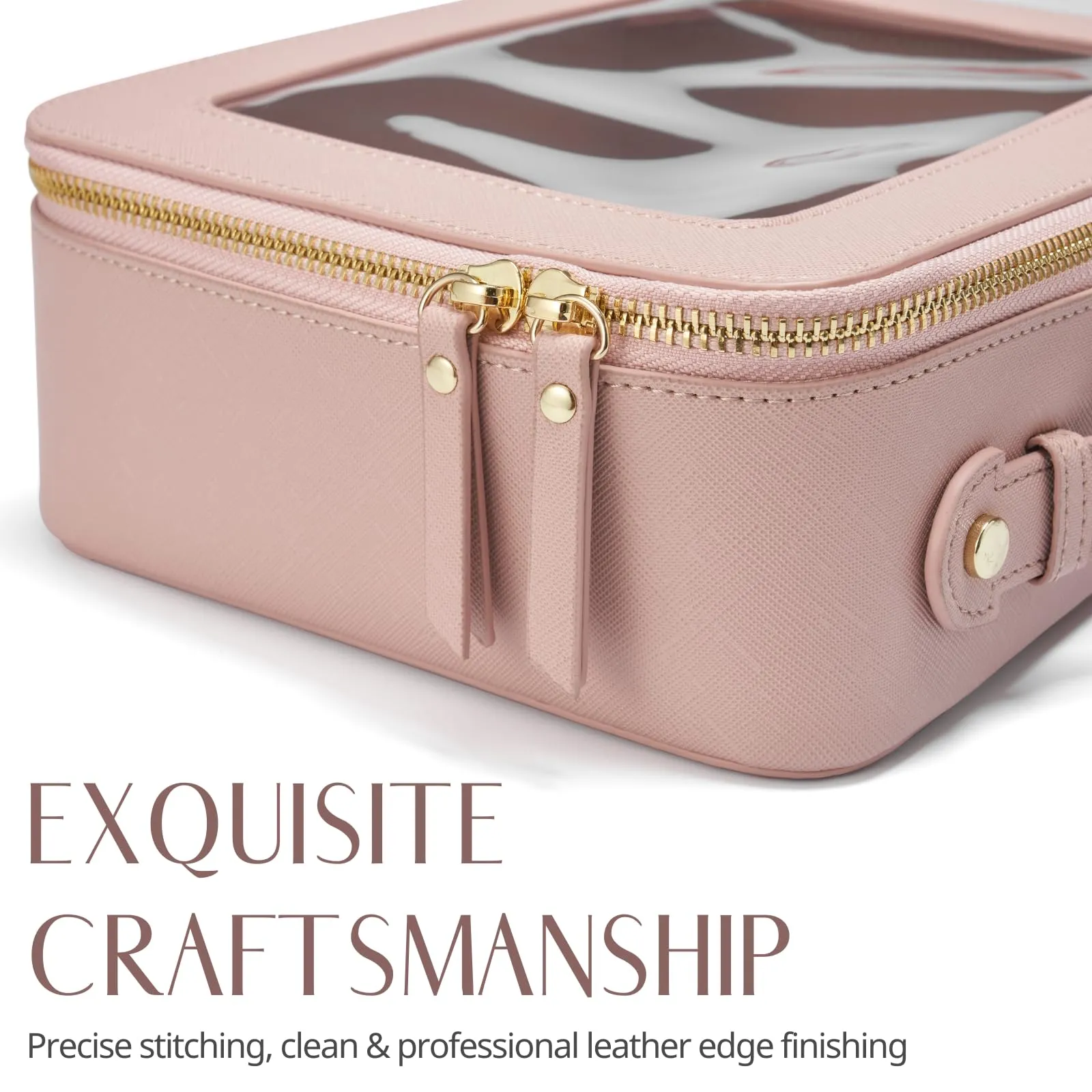 Popvibe Clear Makeup Case Set Pink Toiletry Bag Travel Large Clear Cosmetic Bag with Zipper, Big Make Up Bag Organizer Women Traveling TSA Approved Transparent Bag Car for Essentials