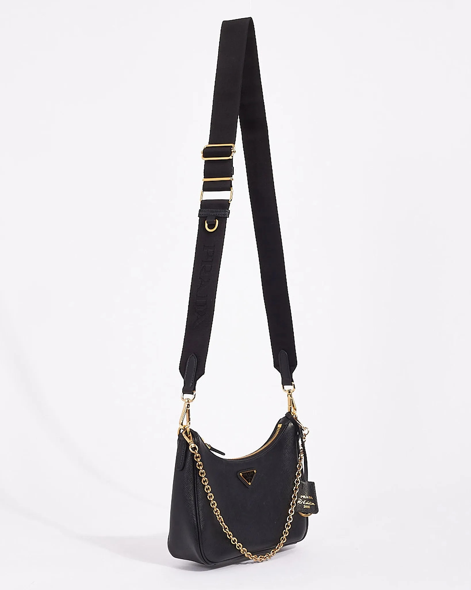 Prada Black Saffiano Leather Re-Edition 2005 Saffiano Bag