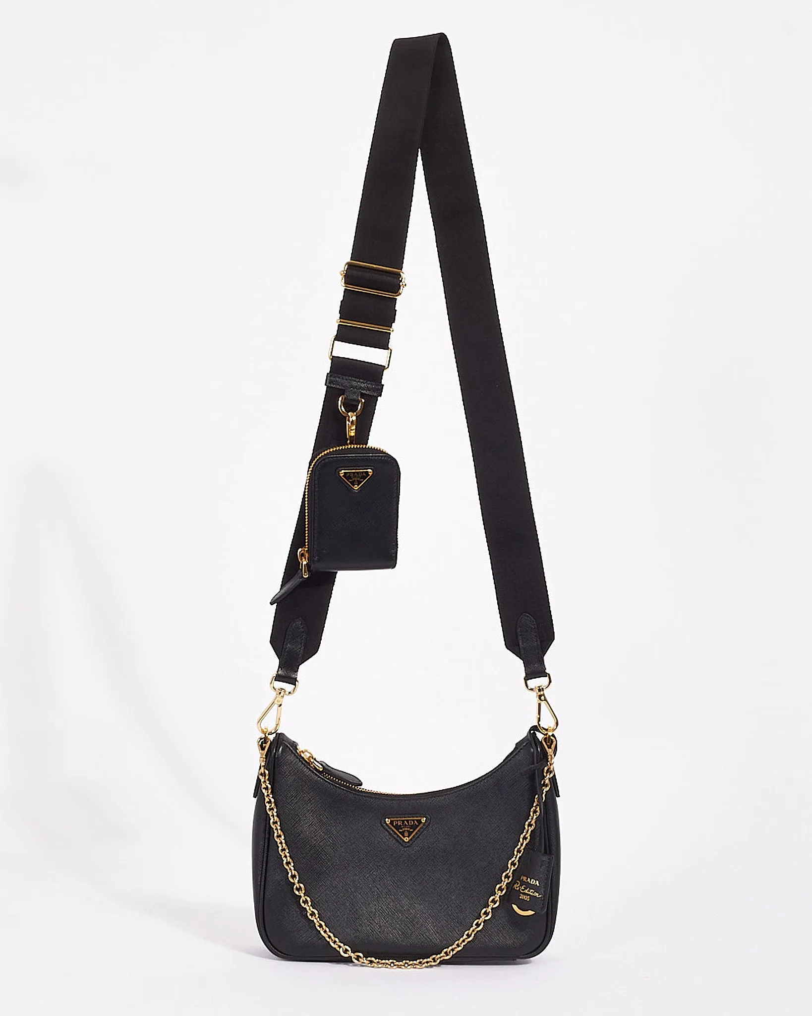 Prada Black Saffiano Leather Re-Edition 2005 Saffiano Bag