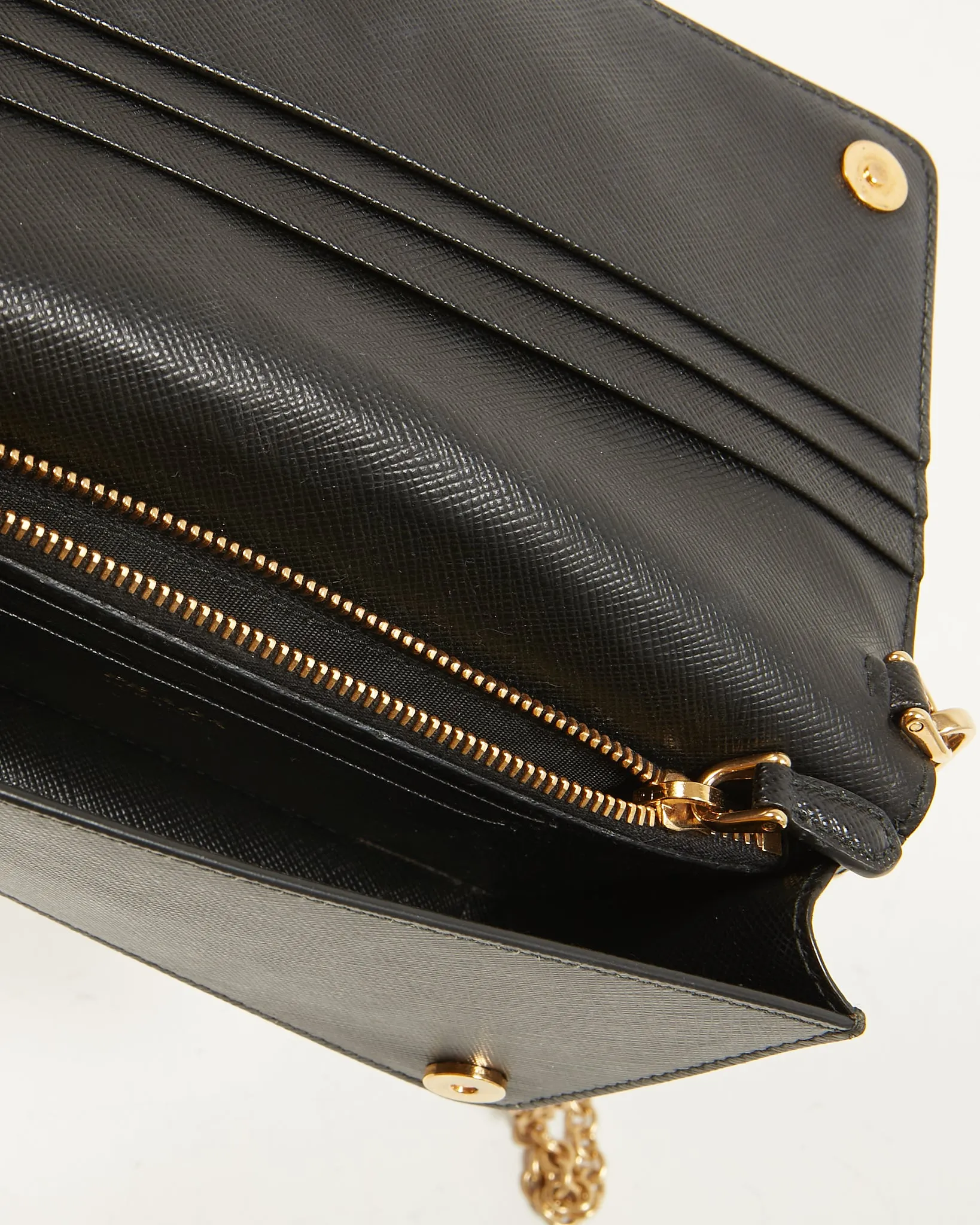 Prada Black Saffiano Wallet on Chain Crossbody