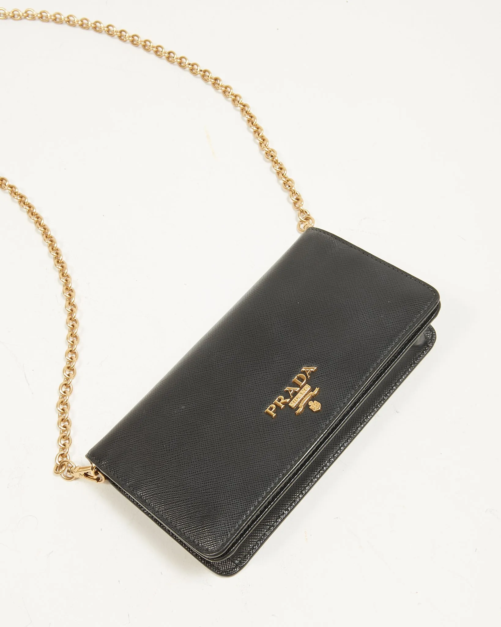 Prada Black Saffiano Wallet on Chain Crossbody