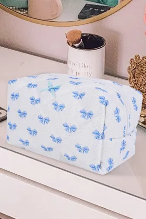 PREORDER! ETA 3/21 Feeling Cute Sky Blue Bow Quilted Pouch **SHIPPING EXPECTED TO BEGIN ON DATE 3/21**
