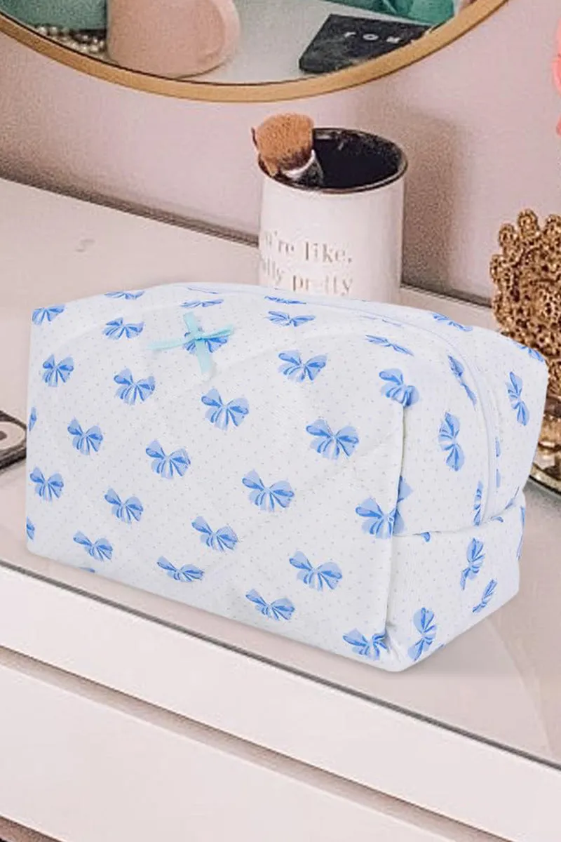 PREORDER! ETA 3/21 Feeling Cute Sky Blue Bow Quilted Pouch **SHIPPING EXPECTED TO BEGIN ON DATE 3/21**