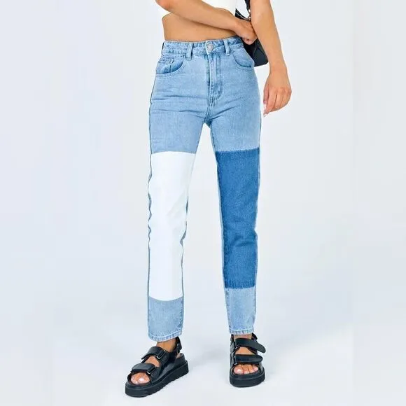 Princess Polly COFIELD MOM JEAN PATCH DENIM