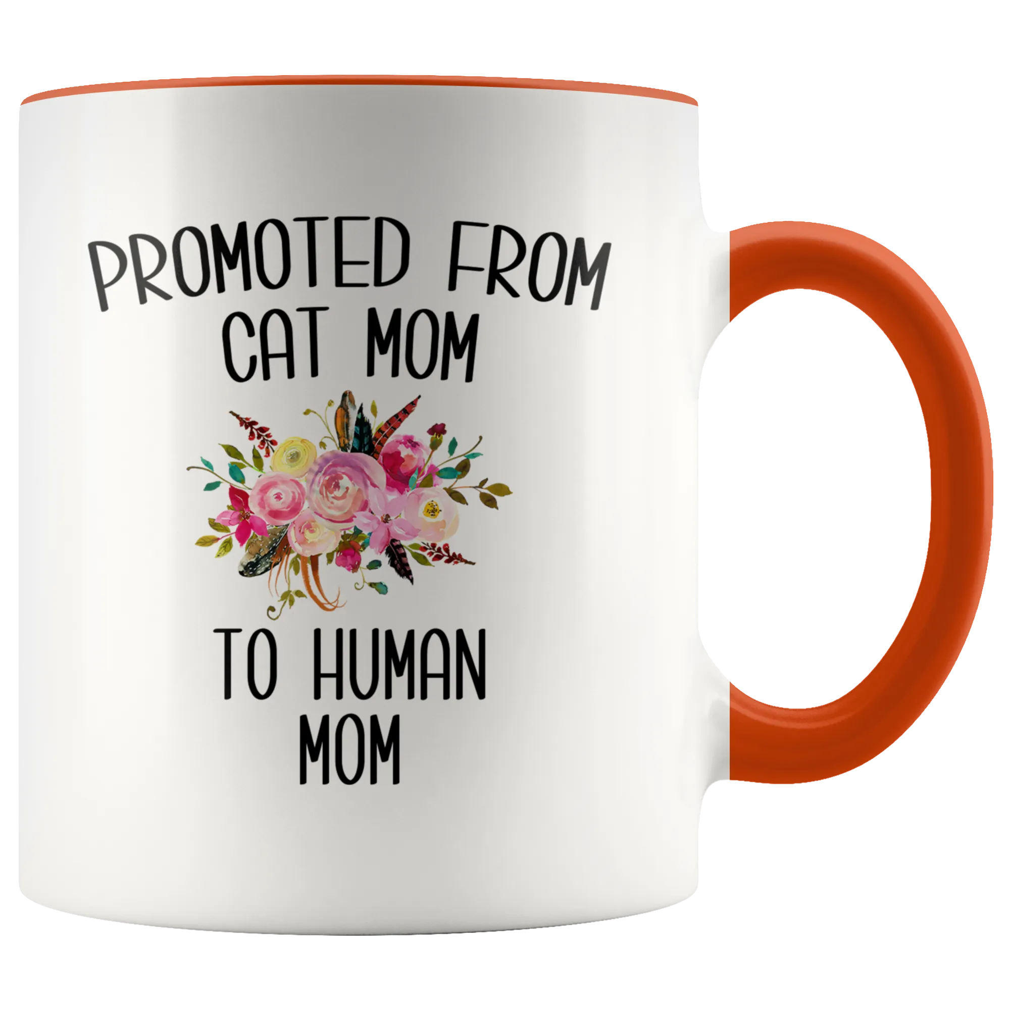 Promoted From Cat Mom To Human Mom Mug New Baby ShowerPregnancy Gift for Her Coffee Cup