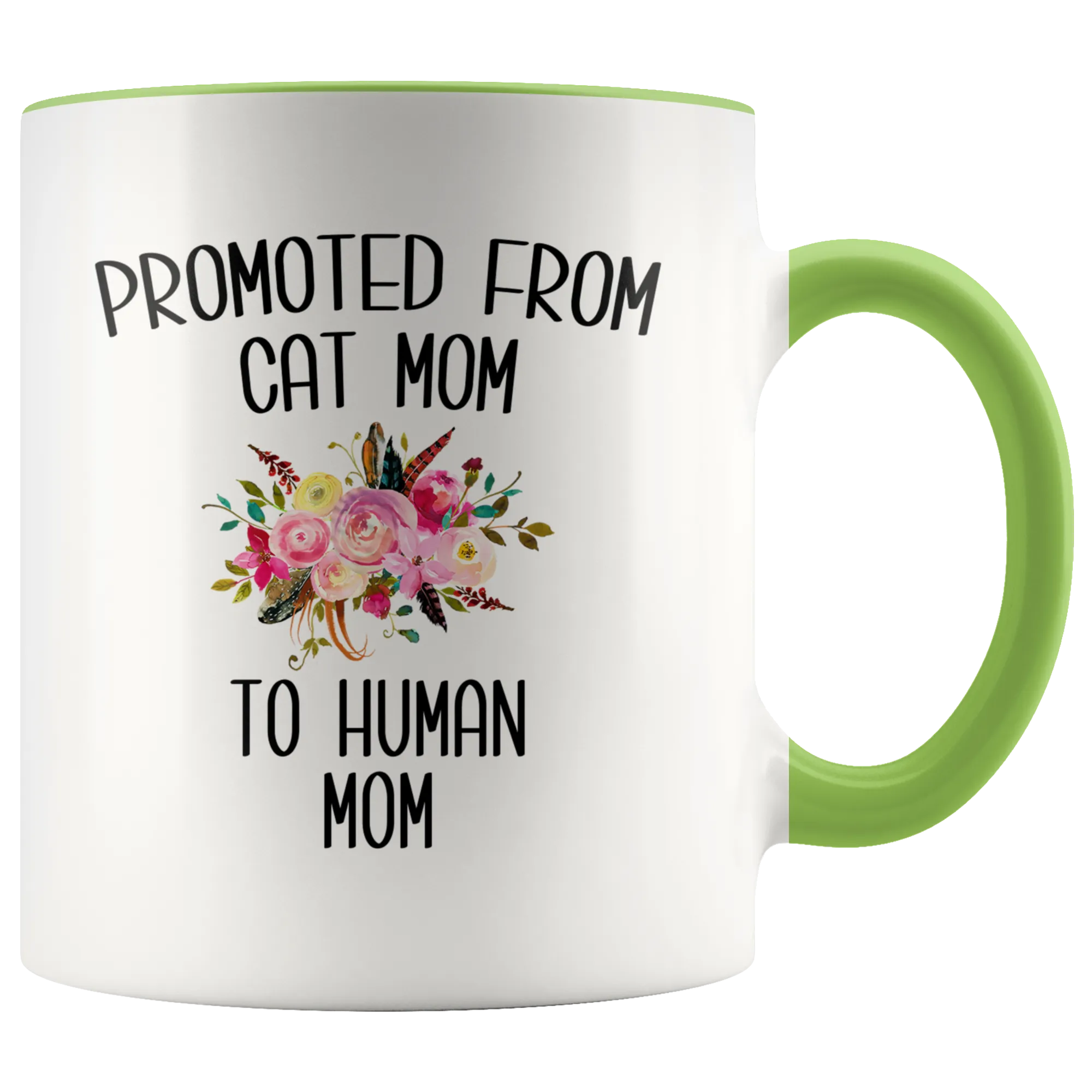 Promoted From Cat Mom To Human Mom Mug New Baby ShowerPregnancy Gift for Her Coffee Cup