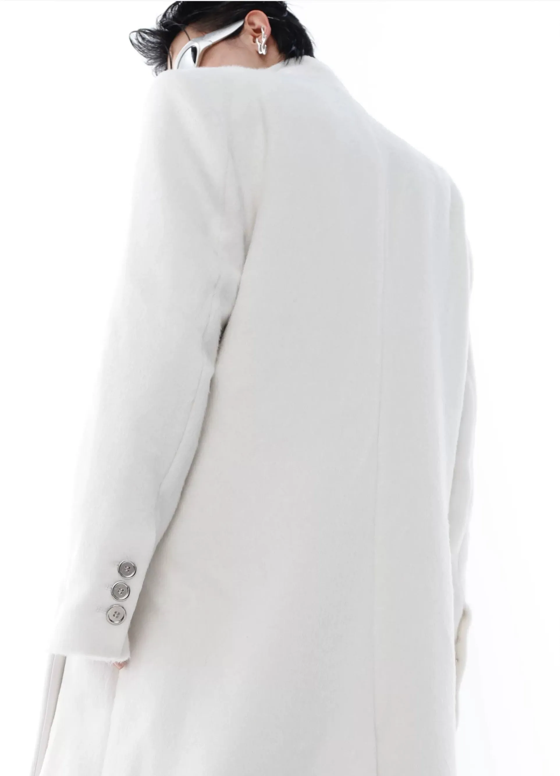 PU Leather Patchwork Wool Windbreaker