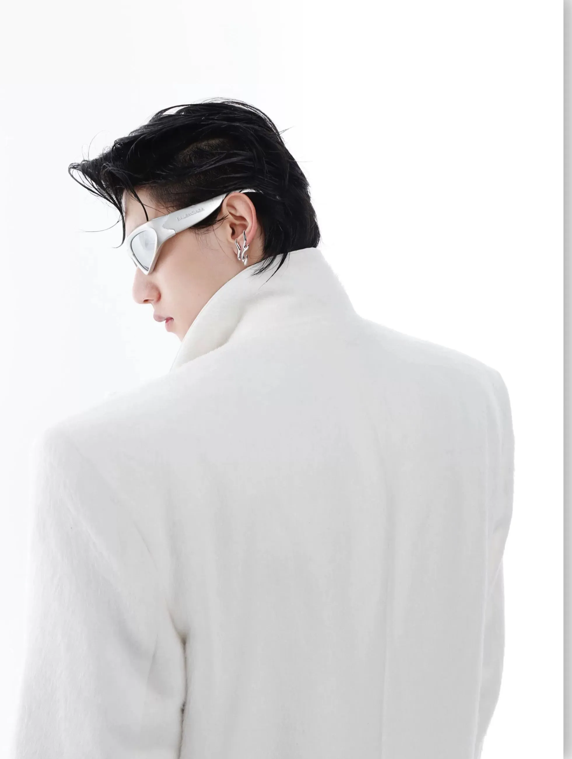 PU Leather Patchwork Wool Windbreaker