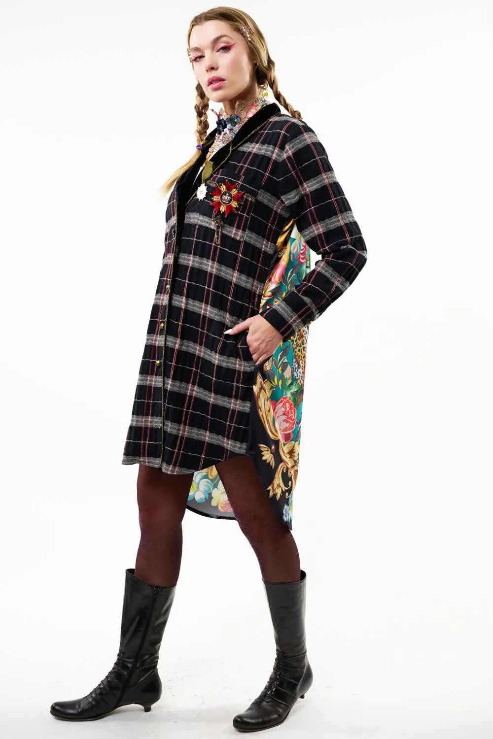 Queen Rules Shirt Dress Silk Back