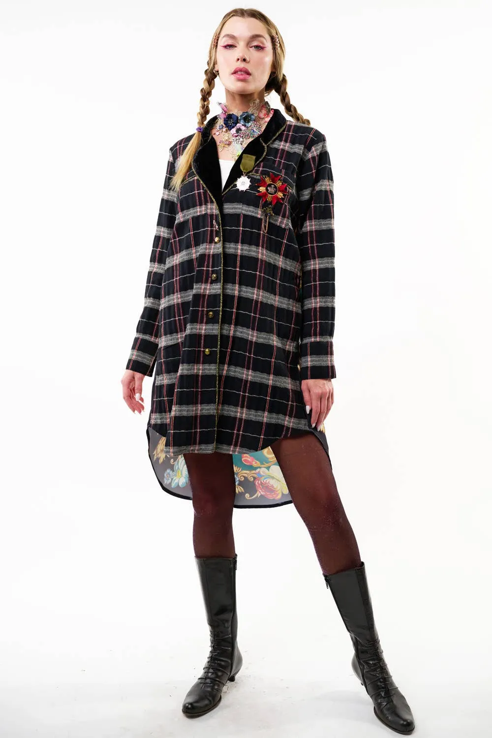 Queen Rules Shirt Dress Silk Back