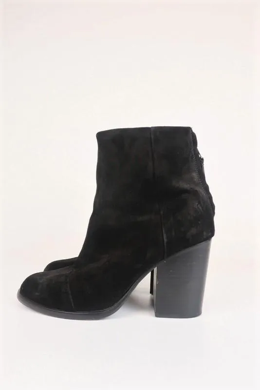 Rag & Bone Ashby Ankle Boots Black Suede Size 39 Block Heel Booties