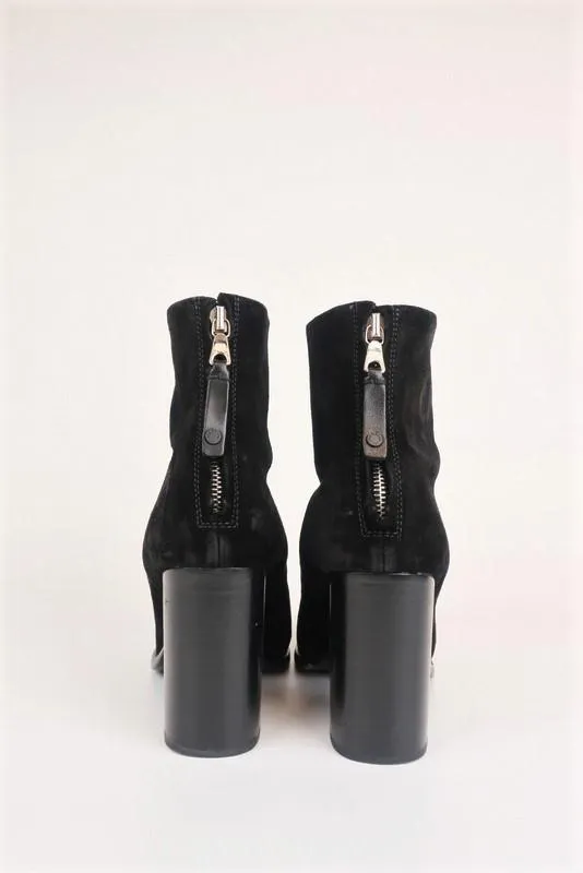 Rag & Bone Ashby Ankle Boots Black Suede Size 39 Block Heel Booties