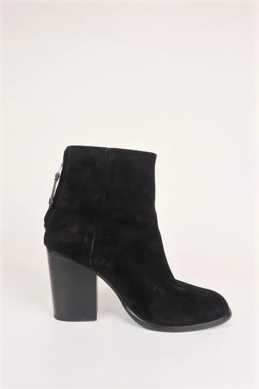 Rag & Bone Ashby Ankle Boots Black Suede Size 39 Block Heel Booties
