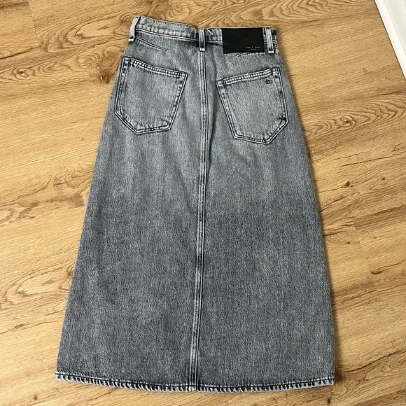 Rag &amp; Bone Marlowe High RiseDenim Button Closure Midi Skirt Gray Skirt Size 25
