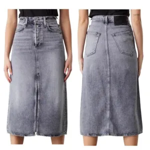Rag &amp; Bone Marlowe High RiseDenim Button Closure Midi Skirt Gray Skirt Size 25