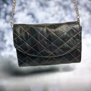 Rainbow Quilted Black Nappa Leather Crossbody