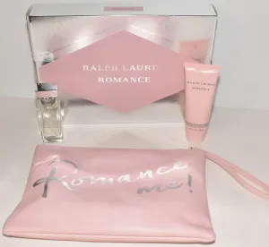 Ralph Lauren Romance 3 Piece Gift Set (1 oz Eau de Parfum Spray   Wristlet   2.5 oz Sensuous Body Moisturizer)